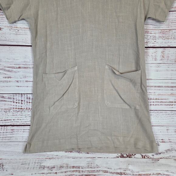 Evereve Vienna Dress S Linen Blend Fawn Taupe Minimal Neutral Basic Timeless NWT - Picture 8 of 16